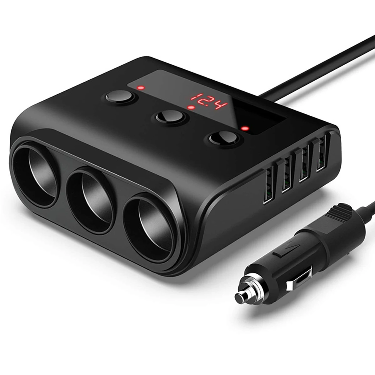Car Cigarette Lighter Splitter 4 USB Port + 3 Socket Car Charger with Voltmeter for 12-24V Vehicles Car Cigarette Lighter
Car Cigarette Lighter Splitter 4 USB Port + 3 Socket Car Charger with Voltmeter for 12-24V Vehicles Car Cigarette Lighter