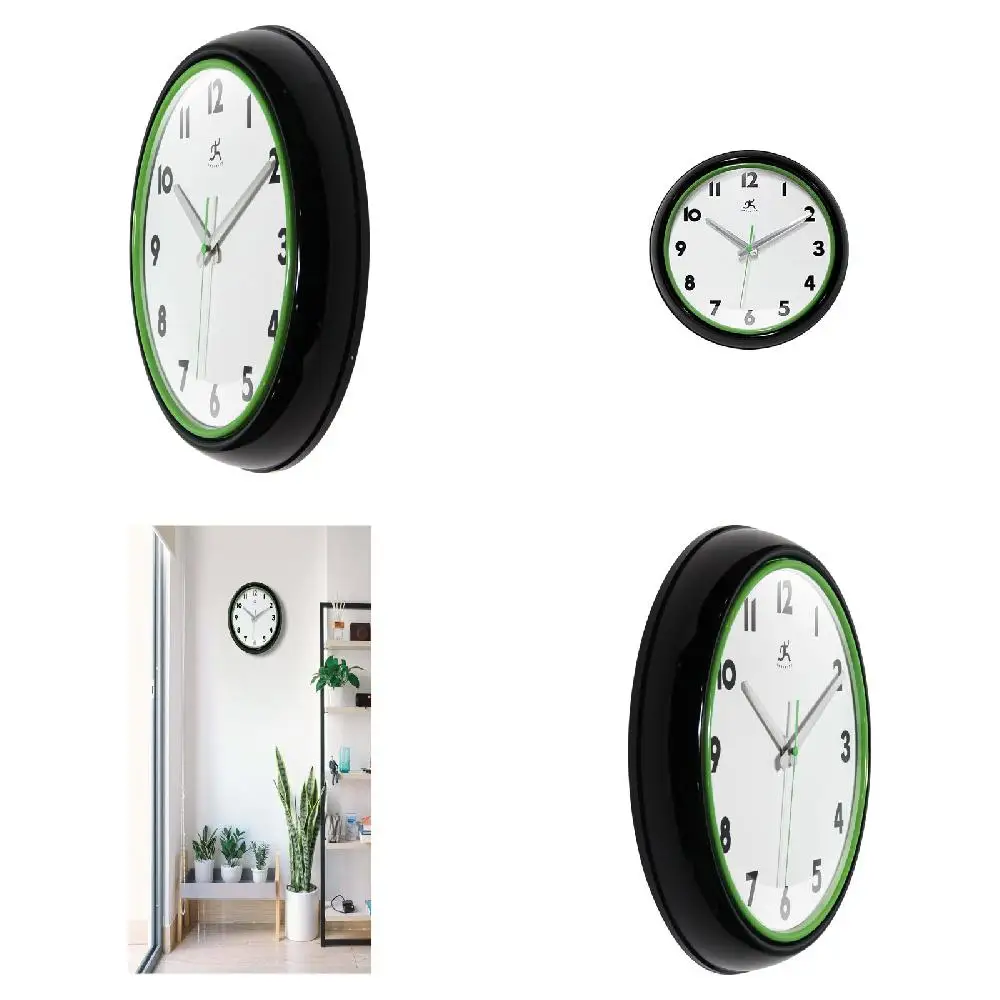 Elegant, Trendy 12-inch Modern Clear Analog Wall Clock in Black & Green for Home, Office & Other Spaces.
Elegant, Trendy 12-inch Modern Clear Analog Wall Clock in Black & Green for Home, Office & Other Spaces.