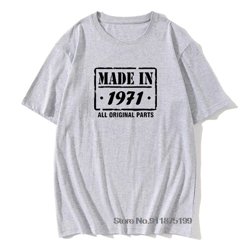Made in 1971 All Original Parts T Shirt 50th Anniversary Gift Design Cotton Retro TShirts Male Vintage Print Daddy Tops Tee
Made in 1971 All Original Parts T Shirt 50th Anniversary Gift Design Cotton Retro TShirts Male Vintage Print Daddy Tops Tee
