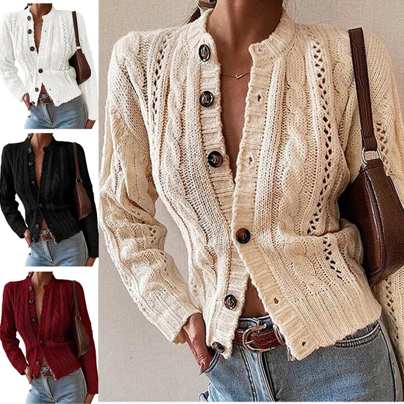 Style Female Fashion European Sweater 2023 New Autumn Winter Twist Buttons Women Cardigan Tops Hollow Out Knitted Outerwear
Style Female Fashion European Sweater 2023 New Autumn Winter Twist Buttons Women Cardigan Tops Hollow Out Knitted Outerwear