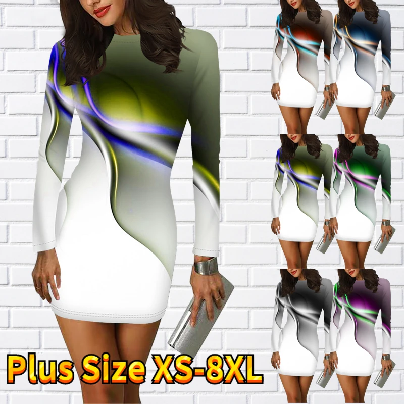 Women's Skirt Round Collar Short Skirt Tight Long Sleeve Skirt Autumn Winter Wear Women's Daily New Design Printed Slim Skirt 
Women's Skirt Round Collar Short Skirt Tight Long Sleeve Skirt Autumn Winter Wear Women's Daily New Design Printed Slim Skirt