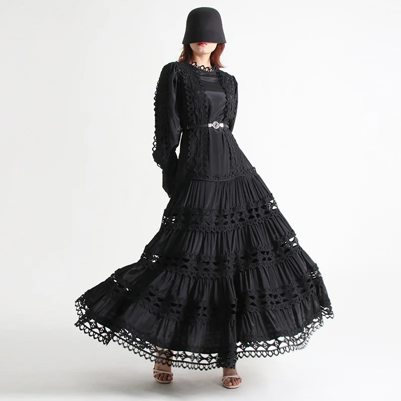 Fashion Elegant Cocktail Dress Autumn 2023 New Round Neck Lantern Sleeve Lace Waist Long Lace Cut Out Dress for Women Vestidos
Fashion Elegant Cocktail Dress Autumn 2023 New Round Neck Lantern Sleeve Lace Waist Long Lace Cut Out Dress for Women Vestidos