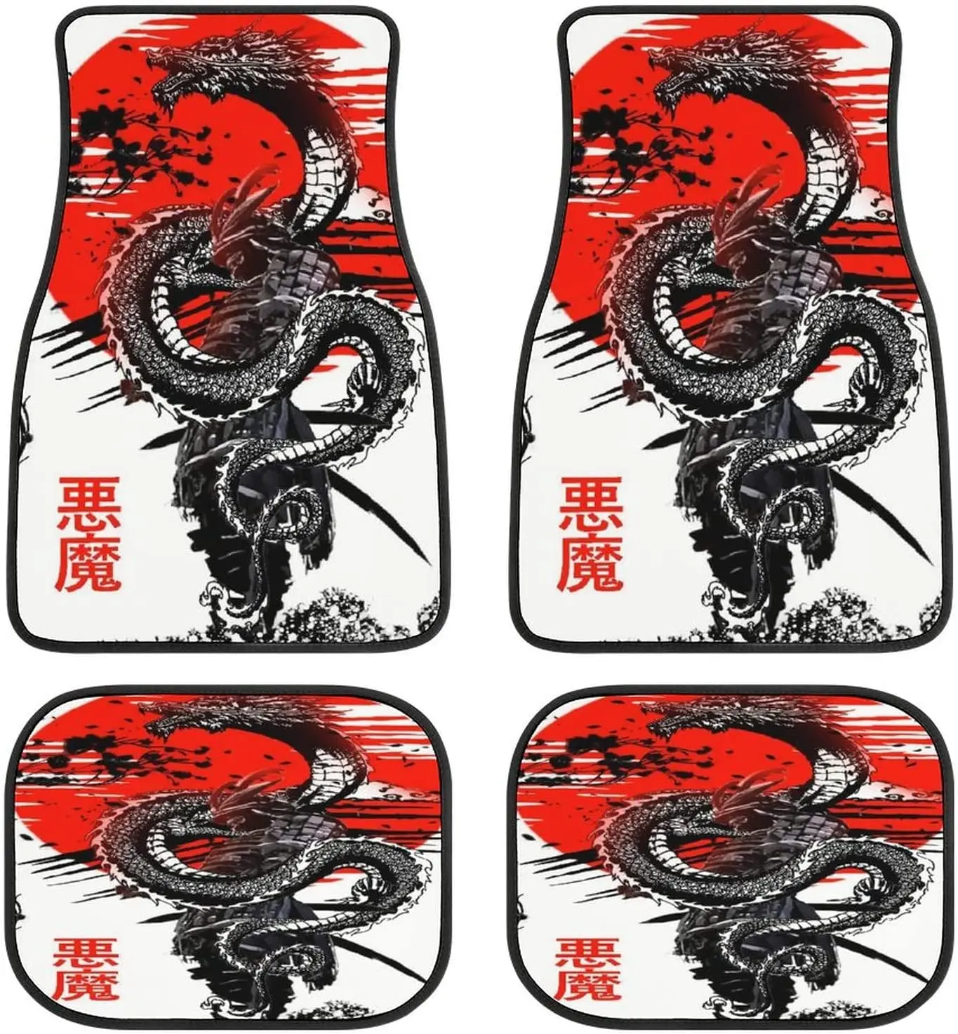 Samurai Black and White Dragon Car Mats Front&Rear 4-Piece Full Set Carpet Car SUV Truck Floor Mats with Non Slip Back
Samurai Black and White Dragon Car Mats Front&Rear 4-Piece Full Set Carpet Car SUV Truck Floor Mats with Non Slip Back