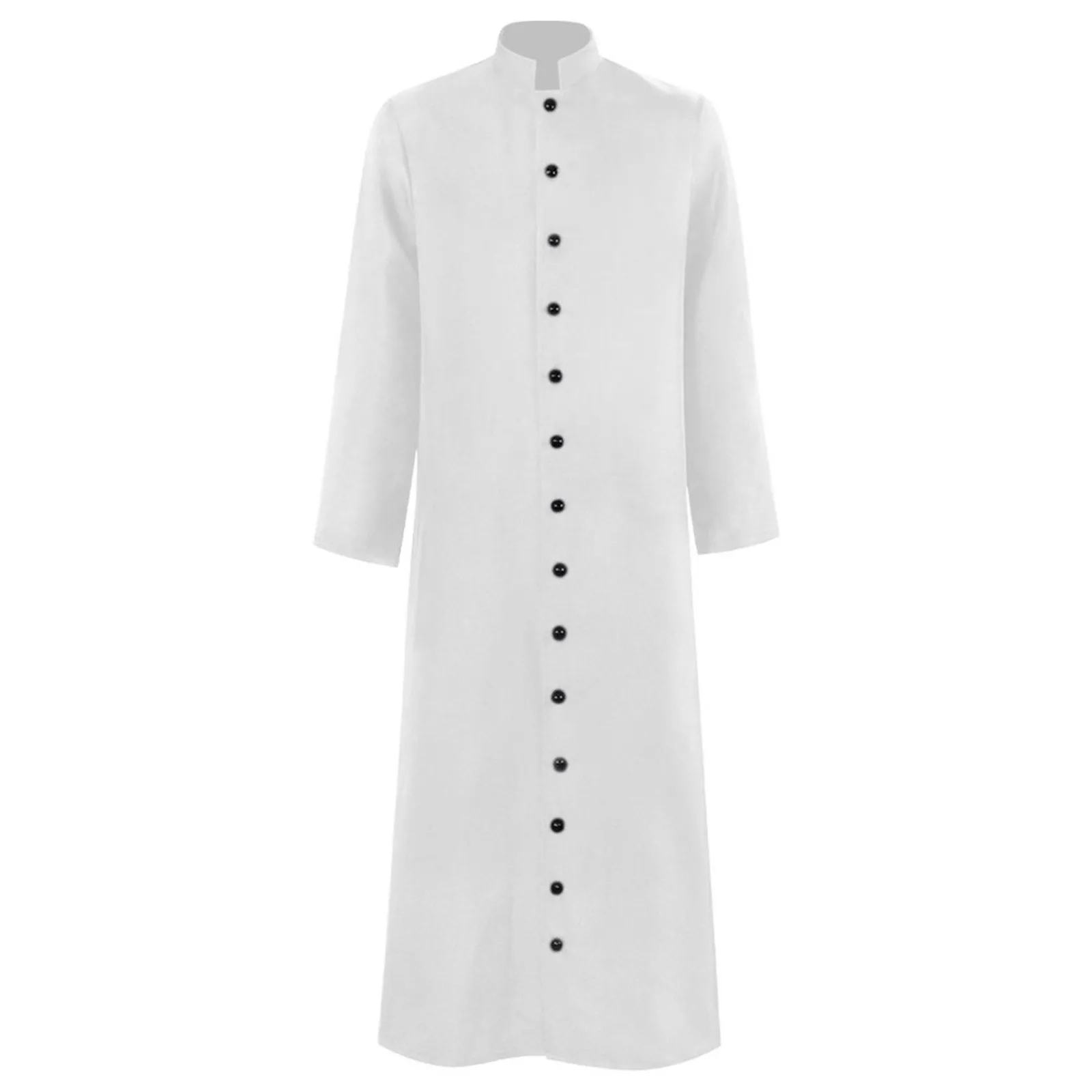 Medieval Church Priest Robe Trench Jacket Cassock Clergy Preacher Men Stand Collar Single Breasted Minister Choir Roman Pastor 
Medieval Church Priest Robe Trench Jacket Cassock Clergy Preacher Men Stand Collar Single Breasted Minister Choir Roman Pastor