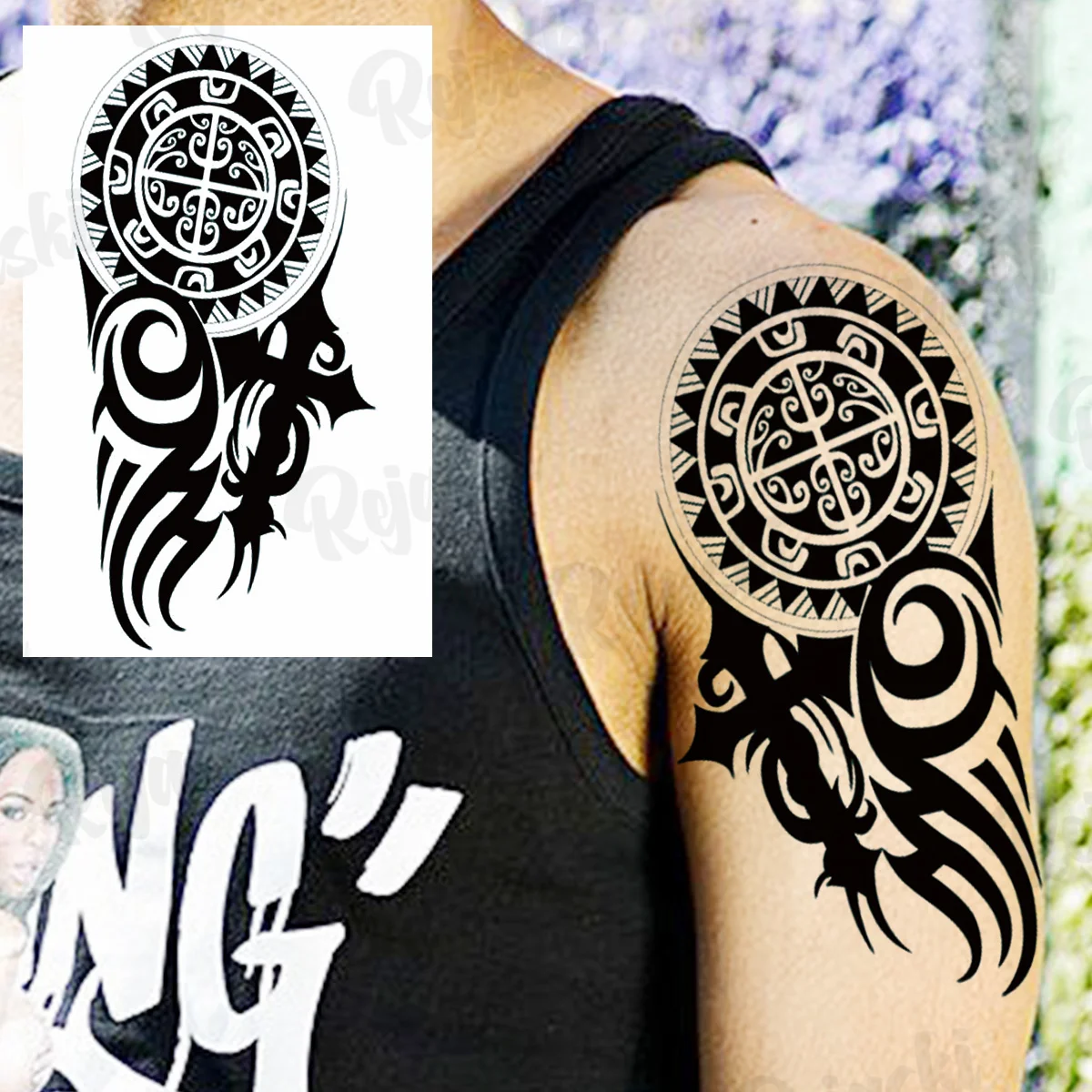 Black Totem Temporary Tattoos For Men Adults Realistic Thorns Maori Tribal Army Fake Tattoo Stickers Arm Leg Tatoos Waterproof
Black Totem Temporary Tattoos For Men Adults Realistic Thorns Maori Tribal Army Fake Tattoo Stickers Arm Leg Tatoos Waterproof