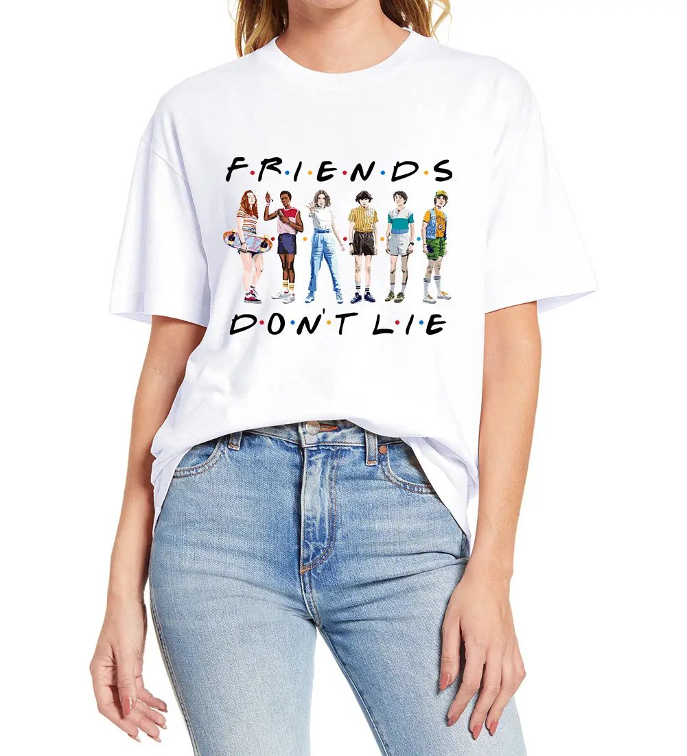 Stranger Things Friends Don't Lie Letter 6 people Print Women 100% Cotton Novelty T-shirt Humor Men Tee Gift Humor Streetwear
Stranger Things Friends Don't Lie Letter 6 people Print Women 100% Cotton Novelty T-shirt Humor Men Tee Gift Humor Streetwear