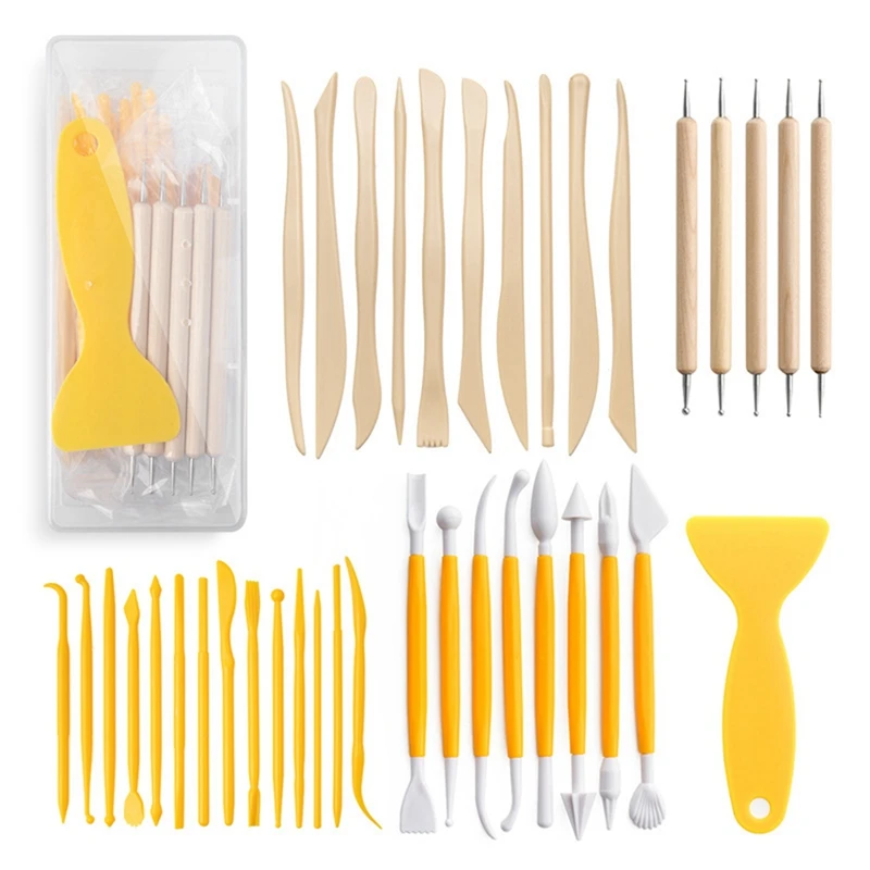 39 PCS Stone Plastic Clay Tool Set Pottery Clay Sculpting Tools DIY Clay Indentation Trimming Carving for Beginners
39 PCS Stone Plastic Clay Tool Set Pottery Clay Sculpting Tools DIY Clay Indentation Trimming Carving for Beginners