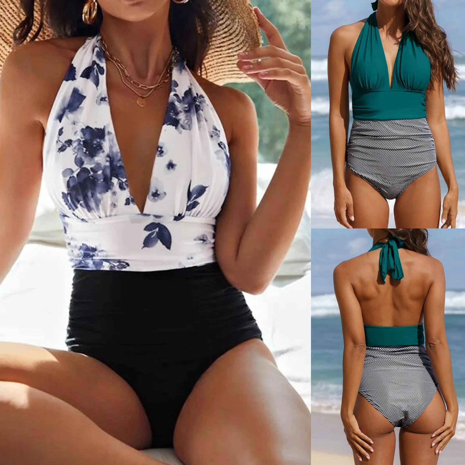 Retro Print Swimwear Women Fashion Print Halter Monokini Deep V-neck Sexy Strap Bikini Swimwear Bathing Suit Слитный Купальник
Retro Print Swimwear Women Fashion Print Halter Monokini Deep V-neck Sexy Strap Bikini Swimwear Bathing Suit Слитный Купальник