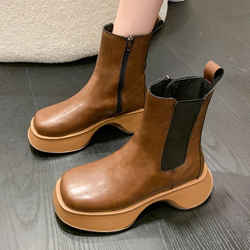 Lucyever Side Zipper Platform Ankle Boots Women 2022 Autumn Thick Sole Brown Boots Woman Fashion Pu Leather Short Booties Female
Lucyever Side Zipper Platform Ankle Boots Women 2022 Autumn Thick Sole Brown Boots Woman Fashion Pu Leather Short Booties Female