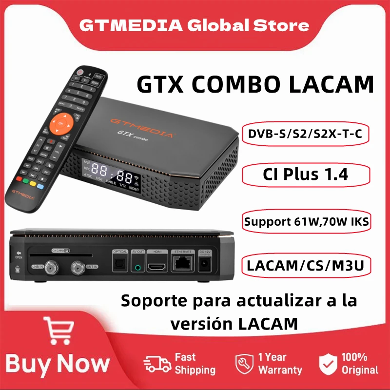 GTMEDIA GTX COMBO LACAM Android TV Box DVB-S/S2/S2X-T-C+ATSC,2G+32G,CA&CI Plus1.4,Support 61W,70W IKS Satellite Receiver Decoder
GTMEDIA GTX COMBO LACAM Android TV Box DVB-S/S2/S2X-T-C+ATSC,2G+32G,CA&CI Plus1.4,Support 61W,70W IKS Satellite Receiver Decoder