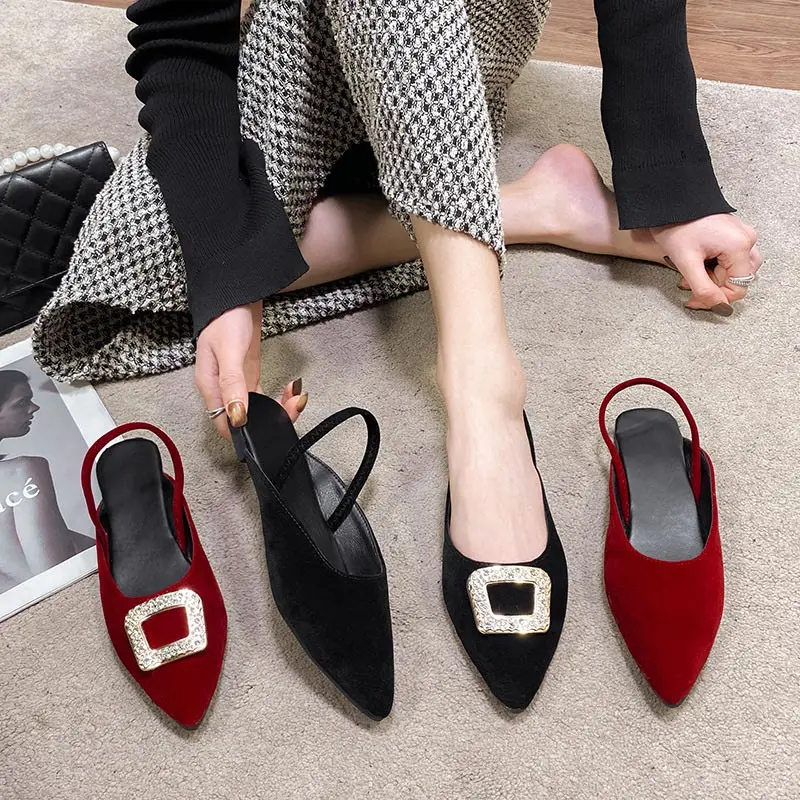 Summer Women's Pointed Toe Flock Back Strap Sandals Ladies Low Heels Shoes Fashion Female Rhinestone Slip-on Footwear 2022 New
Summer Women's Pointed Toe Flock Back Strap Sandals Ladies Low Heels Shoes Fashion Female Rhinestone Slip-on Footwear 2022 New