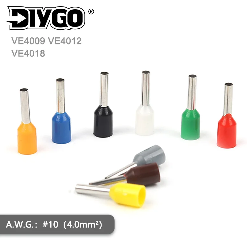 100PCS E4009 E4012 E4018 Insulated Ferrules Terminal Block Cord End Wire Connector Electrical Crimp Terminator For 12 AWG 4.0mm2
100PCS E4009 E4012 E4018 Insulated Ferrules Terminal Block Cord End Wire Connector Electrical Crimp Terminator For 12 AWG 4.0mm2
