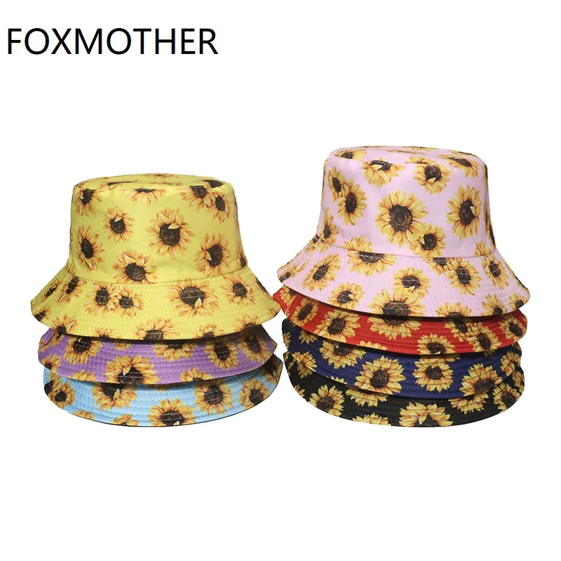 

Панама FOXMOTHER с подсолнухами для женщин и мужчин, летняя складная шляпа с цветами, для улицы, с полями, защита от солнца