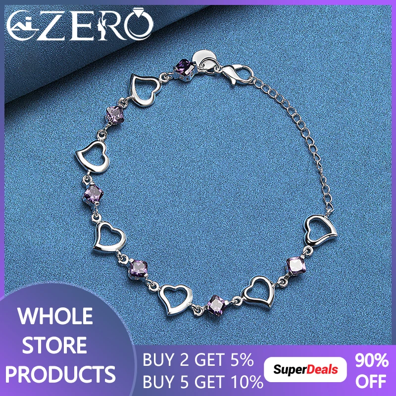 ALIZERO 925 Sterling Silver Heart Purple Zircon Chain Bracelet for Women Wedding Engagement Charm Jewelry Gift
ALIZERO 925 Sterling Silver Heart Purple Zircon Chain Bracelet for Women Wedding Engagement Charm Jewelry Gift