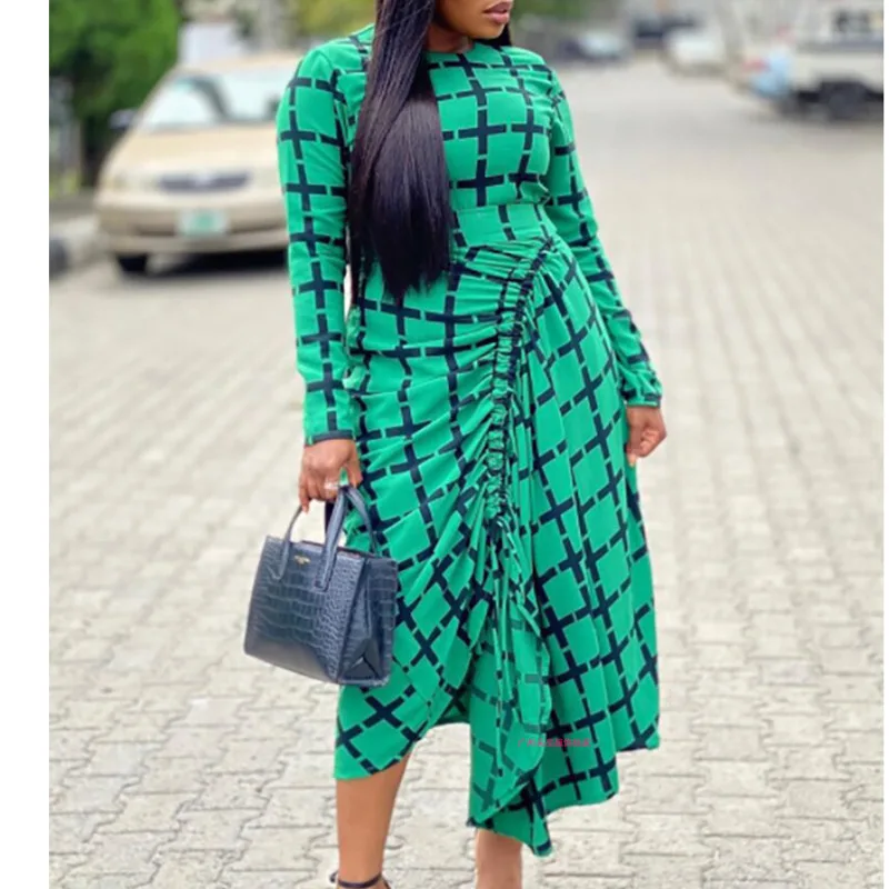 Women's Dresses New Round-neck 2023 New Large Print Drawstring Irregular Skirt Long Sleeve Slim Fitting Long Sleep Dress
Women's Dresses New Round-neck 2023 New Large Print Drawstring Irregular Skirt Long Sleeve Slim Fitting Long Sleep Dress