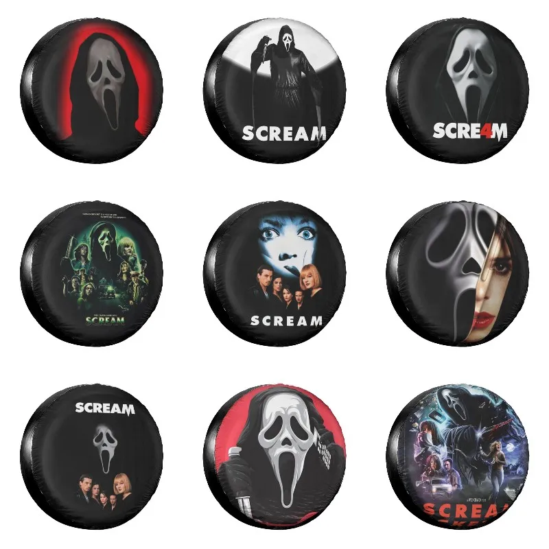 

Custom Ghost Scream Spare Tire Cover for Jeep Hummer Halloween Horror Movie Car Wheel Protectors 14-17 Inch