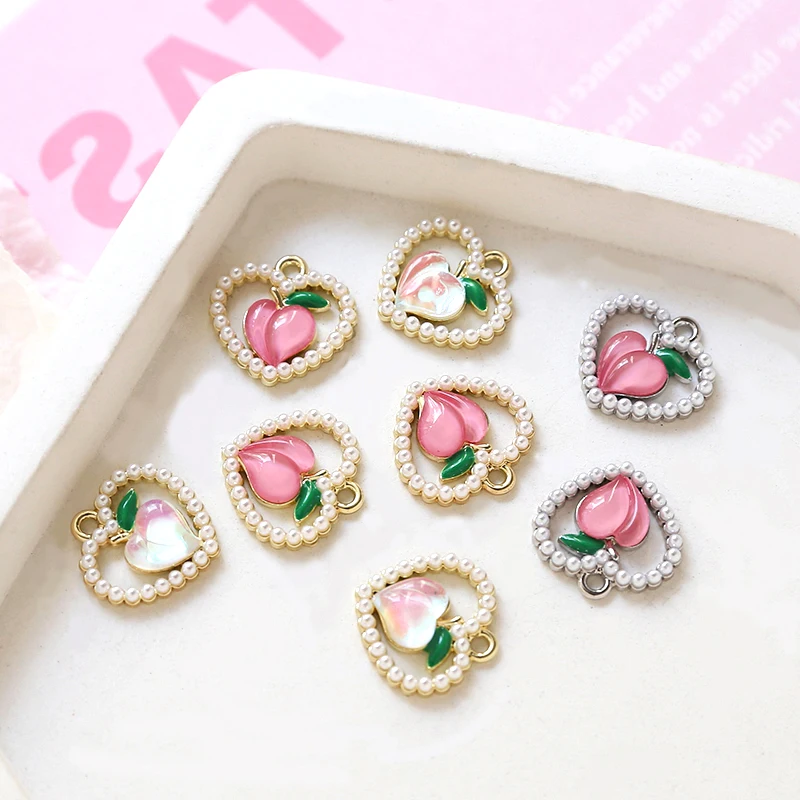 3 pieces Alloy inlaid Pearl Heart shaped honey peach Pendant DIY Hand made necklace earrings accessories materials
3 pieces Alloy inlaid Pearl Heart shaped honey peach Pendant DIY Hand made necklace earrings accessories materials