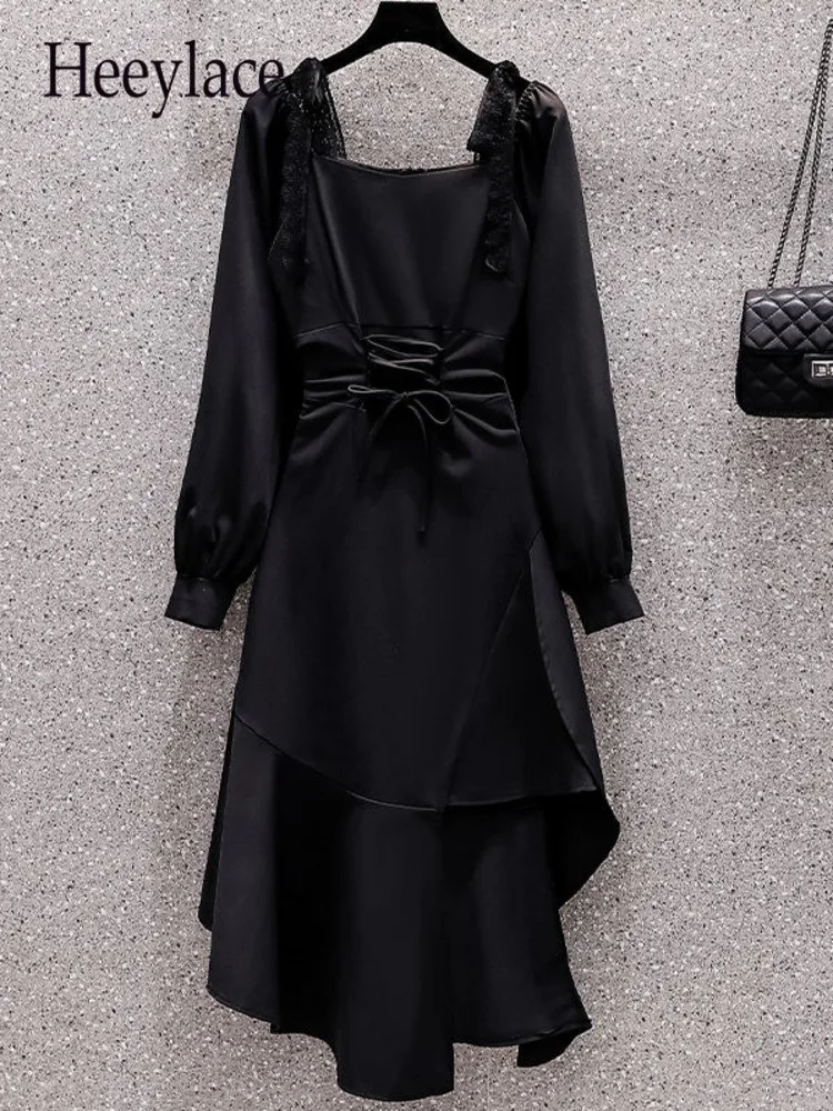 Женские платья с открытыми плечами Lpng, черные готические кружевные Асимметричные бандажные платья на бретельках с высокой талией для женщи... 
Женские платья с открытыми плечами Lpng, черные готические кружевные Асимметричные бандажные платья на бретельках с высокой талией для женщи...