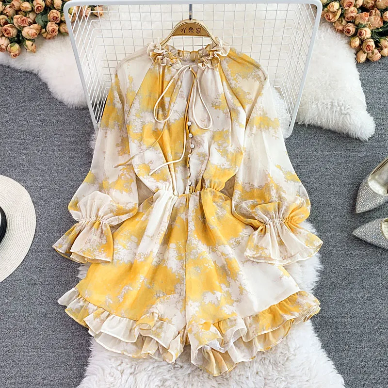 Women Beach Jumpsuits Fashion High Waist Shorts Print Playsuits Ladies Elegant Tie Dye Ruffles Boho Romper
Women Beach Jumpsuits Fashion High Waist Shorts Print Playsuits Ladies Elegant Tie Dye Ruffles Boho Romper