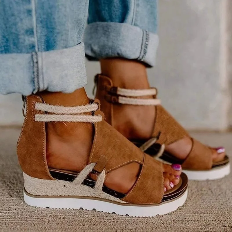 Women's Summer Platform Sandals Casual Open Toe Wedges 2022 Fashion Zipper Shoes Popular Outdoor Casual Straw Sandals
Women's Summer Platform Sandals Casual Open Toe Wedges 2022 Fashion Zipper Shoes Popular Outdoor Casual Straw Sandals