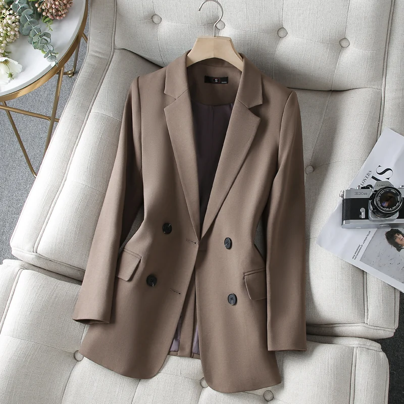 Chikichi High-quality brown suit jacket female Korean version 2022 spring new double-breasted fashion ladies casual suit
Chikichi High-quality brown suit jacket female Korean version 2022 spring new double-breasted fashion ladies casual suit