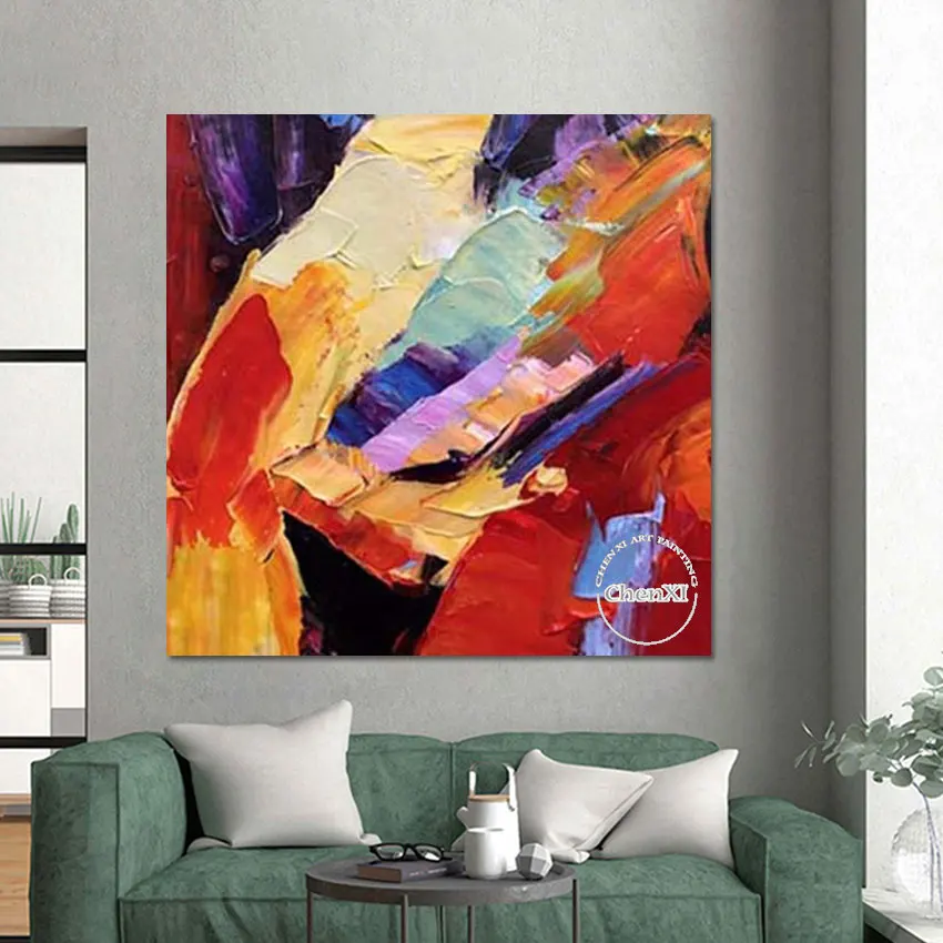 

Large Wall Picture Hand-painted Palette Knife Colorful Oil Painting Modern New Abstract Wall Poster Art Hotel Artwork Showpieces