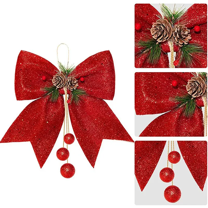 Large Red Gold Sparkling Glitter Christmas Ribbon Bow Pine Cones Tree Decoration
Large Red Gold Sparkling Glitter Christmas Ribbon Bow Pine Cones Tree Decoration