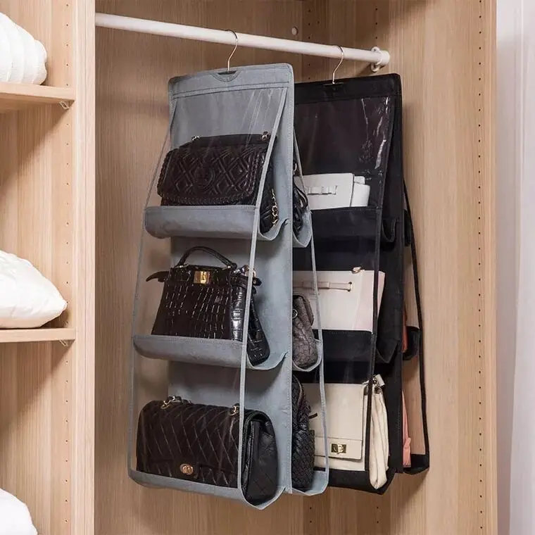 

ECHOME Multi Functional Storage Bag Hanging Bags Wardrobe Dormitory Bedroom Sorting Bags Thickened Double Sided PVC Organization