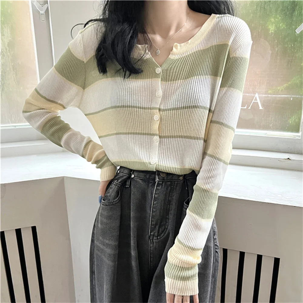 Alien Kitty Stripes Women Knitted Cardigans Coats Hot Slim Chic 2022 Office Wear Lady New Fashion Autumn Loose OL Sweaters
Alien Kitty Stripes Women Knitted Cardigans Coats Hot Slim Chic 2022 Office Wear Lady New Fashion Autumn Loose OL Sweaters