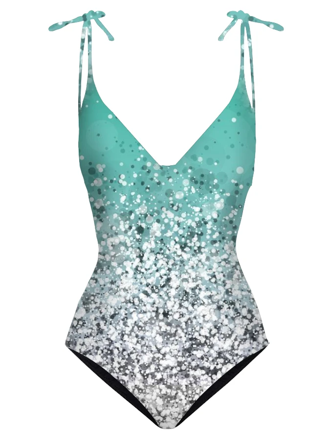 Купальник с V-образным вырезом и накидкой с градиентным принтом 
Купальник с V-образным вырезом и накидкой с градиентным принтом