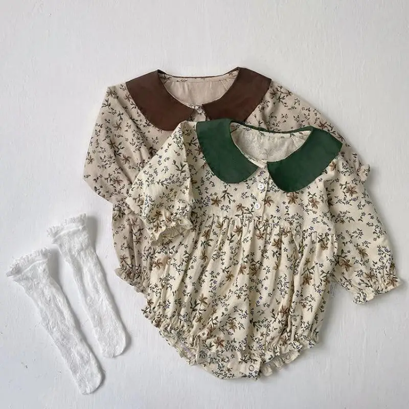 Baby Girl Retro Floral Thin Peter Collar Long Sleeves Jumpsuit Kid Sweet Cotton Bodysuit Toddler Girls Autumn Clothes Outfits
Baby Girl Retro Floral Thin Peter Collar Long Sleeves Jumpsuit Kid Sweet Cotton Bodysuit Toddler Girls Autumn Clothes Outfits
