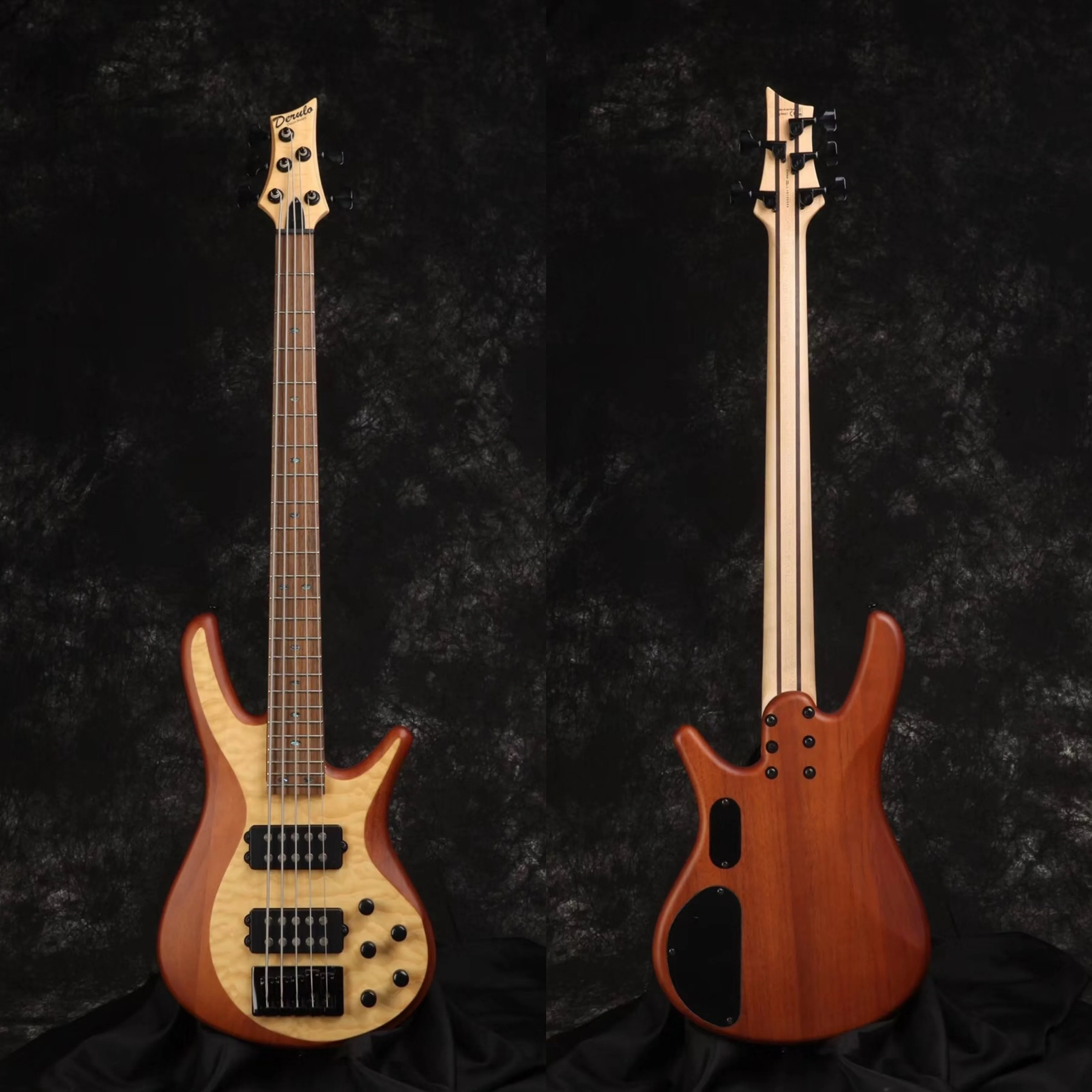 Derulo Electric Bass Guitar OEM 5 strings OEM High Quality Custom Bass Quilted Maple Top Canadian Maple Neck Factory Price
Derulo Electric Bass Guitar OEM 5 strings OEM High Quality Custom Bass Quilted Maple Top Canadian Maple Neck Factory Price