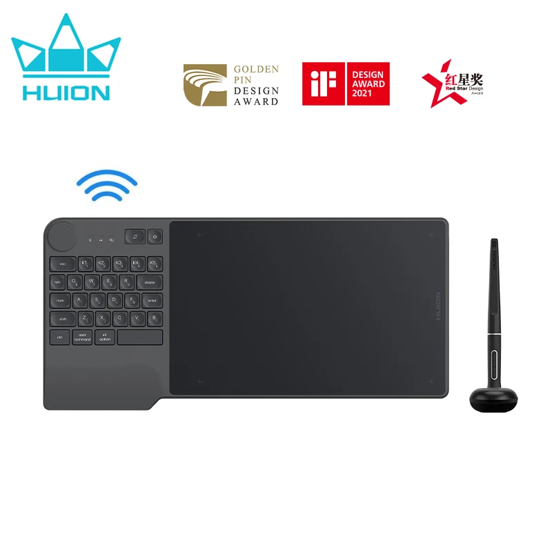 

Графический планшет Huion KD200 Inspiroy Keydial, беспроводной графический планшет с Bluetooth, 23 клавиши, стандартная клавиатура, 8192 уровней нажатия