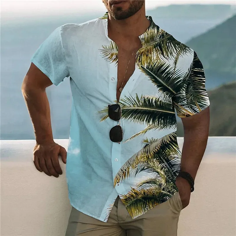 

Coconut Tree Shirts For Men 3d Printed Men's Hawaiian Shirt Beach Vacation Short Sleeve Fashion Tops Tee Shirt Men Blouse Camisa