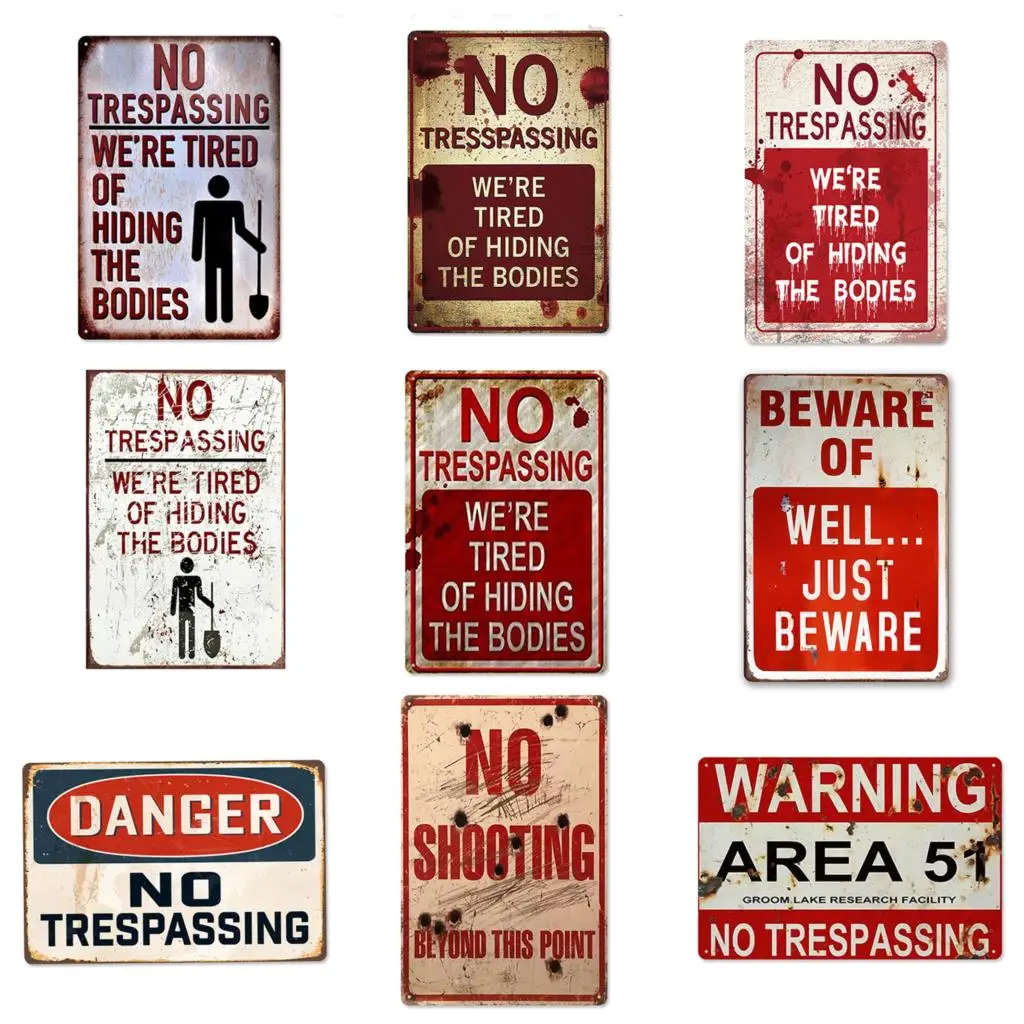 Halloween Retro Metal Sign Funny Warning Sign Yard Bar Decor No Trespassing We are Tired of Hiding The Bodies Wall Decor
Halloween Retro Metal Sign Funny Warning Sign Yard Bar Decor No Trespassing We are Tired of Hiding The Bodies Wall Decor
