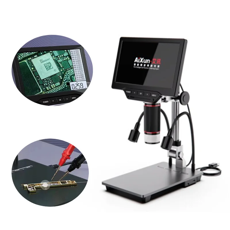 AiXun Digital Microscope DM21 7 inch HD Display 5X-528X Biological Microscope Digital Measurement for BGA Solder Phone Repair
AiXun Digital Microscope DM21 7 inch HD Display 5X-528X Biological Microscope Digital Measurement for BGA Solder Phone Repair