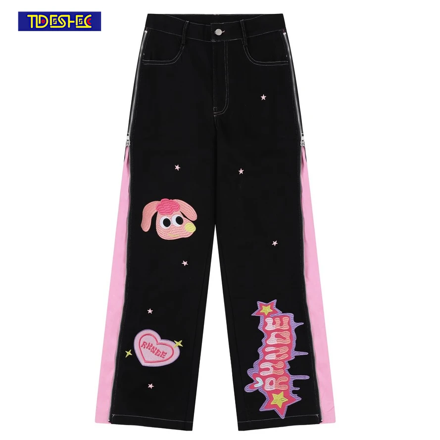 Уличная одежда, модные облегающие бедра штаны, Необычные прямые боковые брюки Y2K, маленькие расклешенные джинсы с мультяшной вышивкой, джинсы на молнии с боковым швом
Уличная одежда, модные облегающие бедра штаны, Необычные прямые боковые брюки Y2K, маленькие расклешенные джинсы с мультяшной вышивкой, джинсы на молнии с боковым швом
