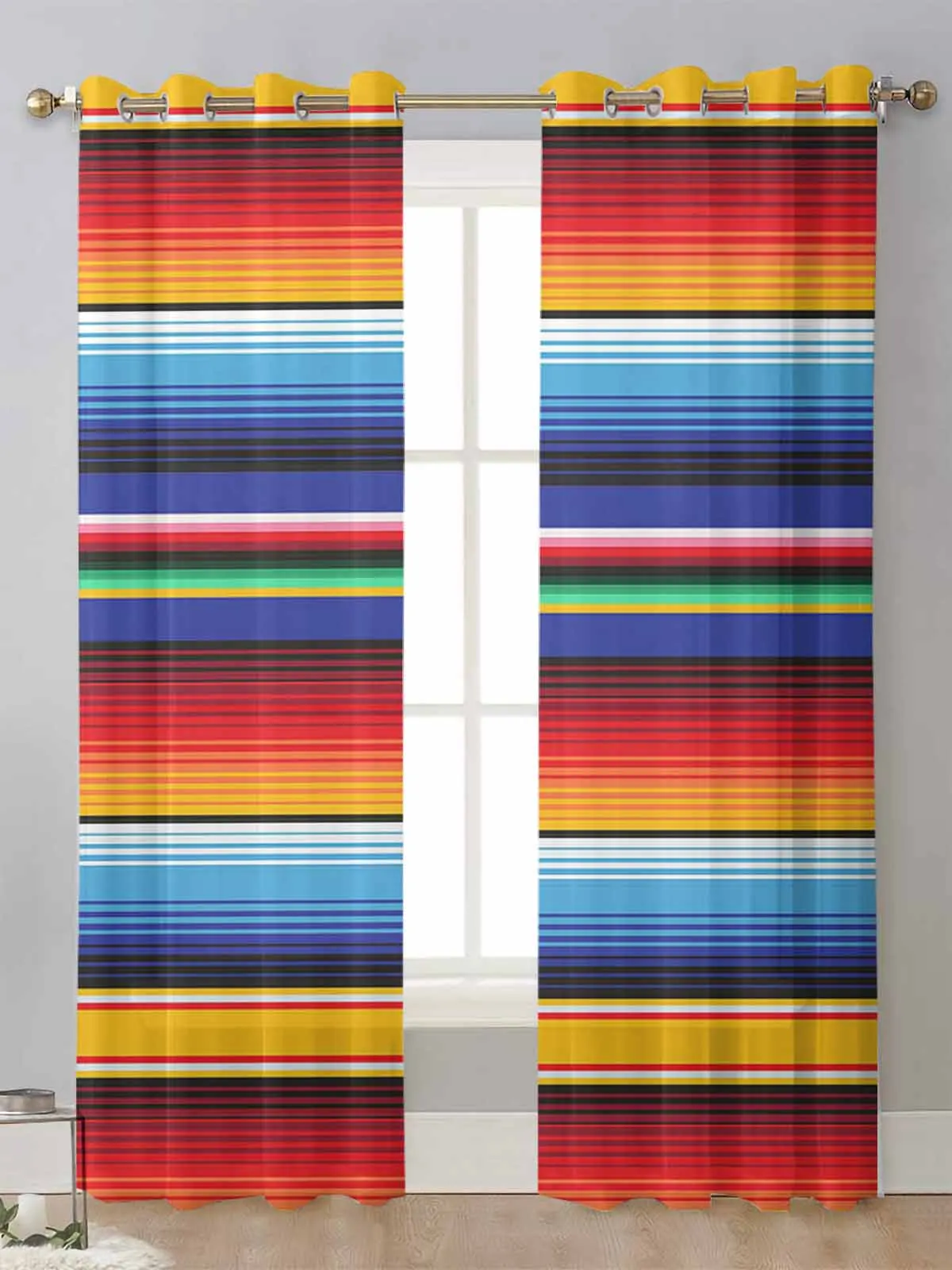 Colorful Mexican Stripes Sheer Curtains For Living Room Window Transparent Voile Tulle Curtain Cortinas Drapes Home Decor
Colorful Mexican Stripes Sheer Curtains For Living Room Window Transparent Voile Tulle Curtain Cortinas Drapes Home Decor