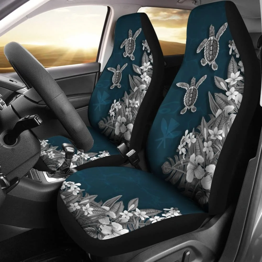 

Hawaii Kanaka Maoli Adorable Turtle Hibiscus Plumeria Blue Waves Car Seat Covers,Pack of 2 Universal Front Seat Protective Cover