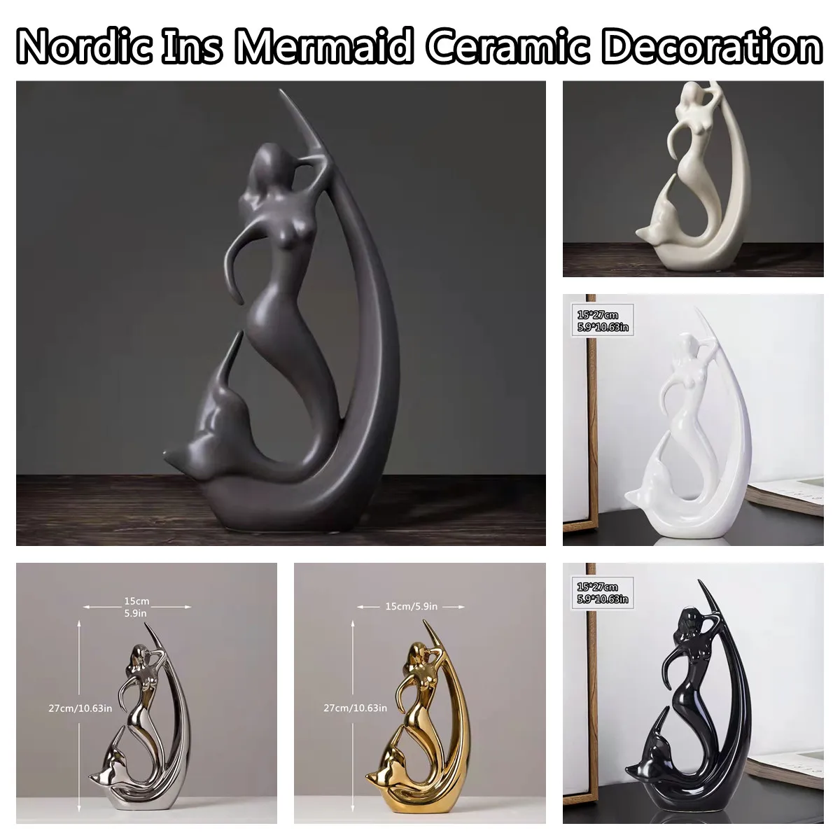 Nordic Ins Mermaid Shape Ceramic Decoration Multi Color Optional Glaze Porcelain Figurines Oranments Cabinet Decor Miniatures
Nordic Ins Mermaid Shape Ceramic Decoration Multi Color Optional Glaze Porcelain Figurines Oranments Cabinet Decor Miniatures