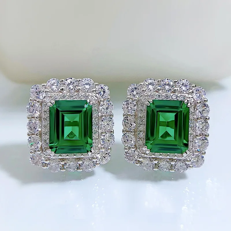 Luxury Silver 925 Jewelry Women's Emerald Earrings 8*10MM Rectangle Crystals Diamond Fine Jewelry for Woman Earrings 2022 Gifts
Luxury Silver 925 Jewelry Women's Emerald Earrings 8*10MM Rectangle Crystals Diamond Fine Jewelry for Woman Earrings 2022 Gifts