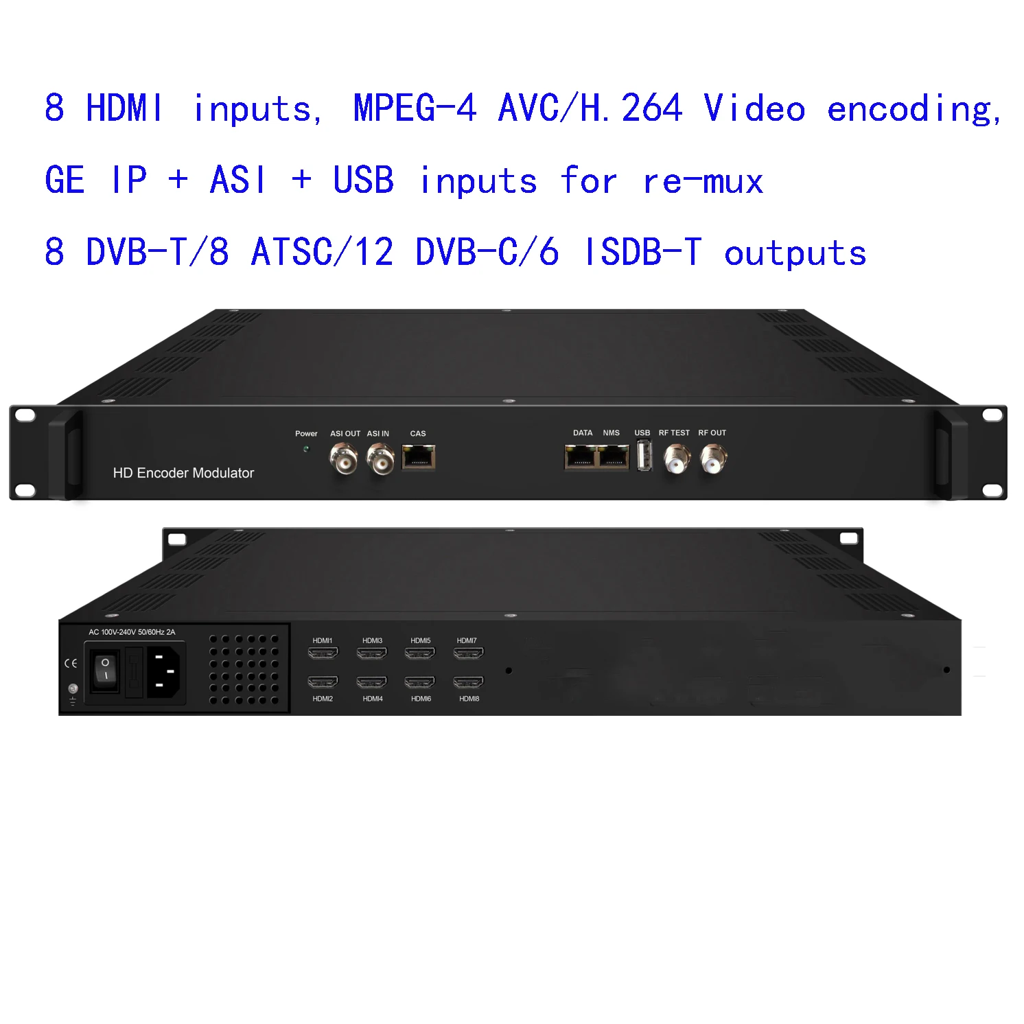 

NDS3536S 8 HDMI to DVB-C/DVB-T/ATSC/ISDB-T encoder modulator Digital TV Headend QAM RF Modulator