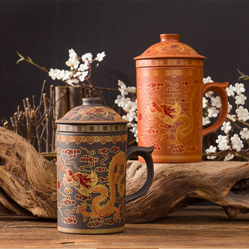 Office home Cup Zisha Teacup Gift Traditional Mug Tumbler Chinese Dragon Purple Clay Tea Mug with Lid Strainer Retro Handmade
Office home Cup Zisha Teacup Gift Traditional Mug Tumbler Chinese Dragon Purple Clay Tea Mug with Lid Strainer Retro Handmade