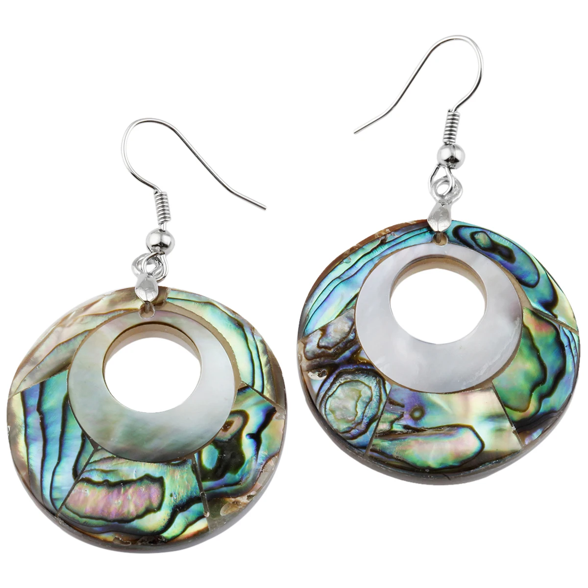 

Natural Abalone Shell Hollow Both Round Harmony Drop 18KGP Hook Earring Fashion Jewelry For Women