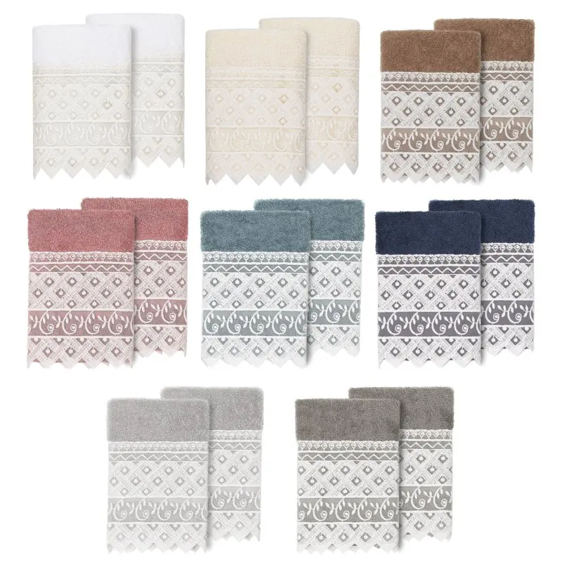 Traditional/Contemporary Turkish Cotton Aiden White Lace Embellished Washcloths, White ( 2 Piece)
Traditional/Contemporary Turkish Cotton Aiden White Lace Embellished Washcloths, White ( 2 Piece)