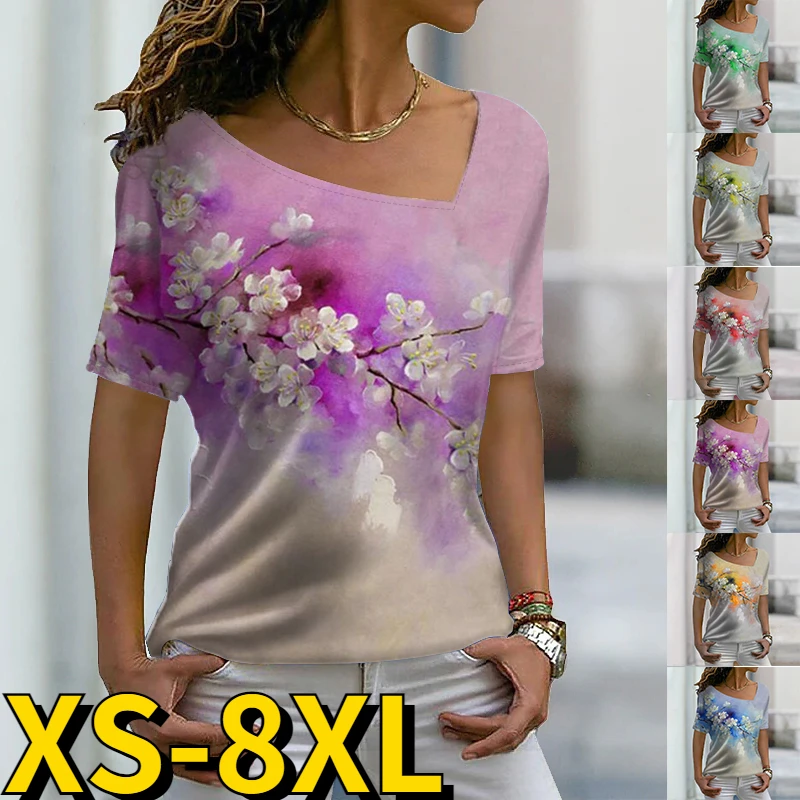 2022 Women Fashion T-Shirts Summer Short Sleeve Casual Tops High Street Tee Size Women Clothing Loose T-Shirt Floral Print Tops
2022 Women Fashion T-Shirts Summer Short Sleeve Casual Tops High Street Tee Size Women Clothing Loose T-Shirt Floral Print Tops