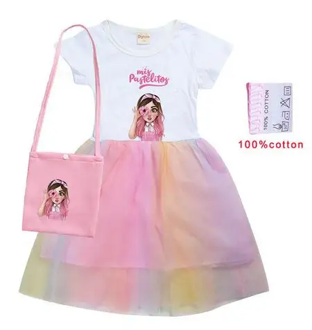 Mis Pastelitos Cartoon Costume Kids Summer Rainbow Dress Girls Wedding Party Princess Vestidos Baby Girl Short Sleeve Dresses
Mis Pastelitos Cartoon Costume Kids Summer Rainbow Dress Girls Wedding Party Princess Vestidos Baby Girl Short Sleeve Dresses