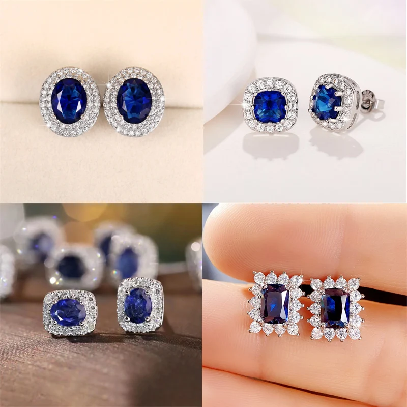 Noble Blue Cubic Zirconia Stud Earrings for Lady Ear Piercing Modern Fashion Design Eternity Women Earrings Bulk Jewelry
Noble Blue Cubic Zirconia Stud Earrings for Lady Ear Piercing Modern Fashion Design Eternity Women Earrings Bulk Jewelry