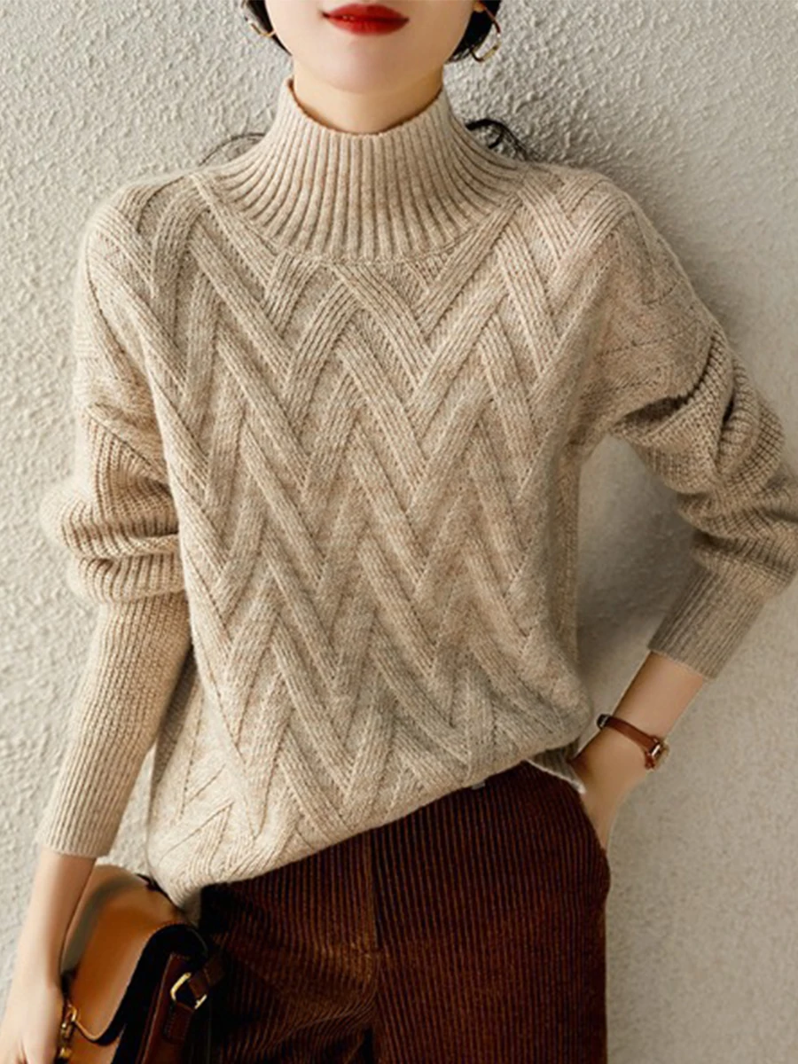 Вязаный женский свитер с воротником «хомут», яркий Шелковый вязаный однотонный пуловер во французском стиле с длинным рукавом, Женский Осе... 
Вязаный женский свитер с воротником «хомут», яркий Шелковый вязаный однотонный пуловер во французском стиле с длинным рукавом, Женский Осе...