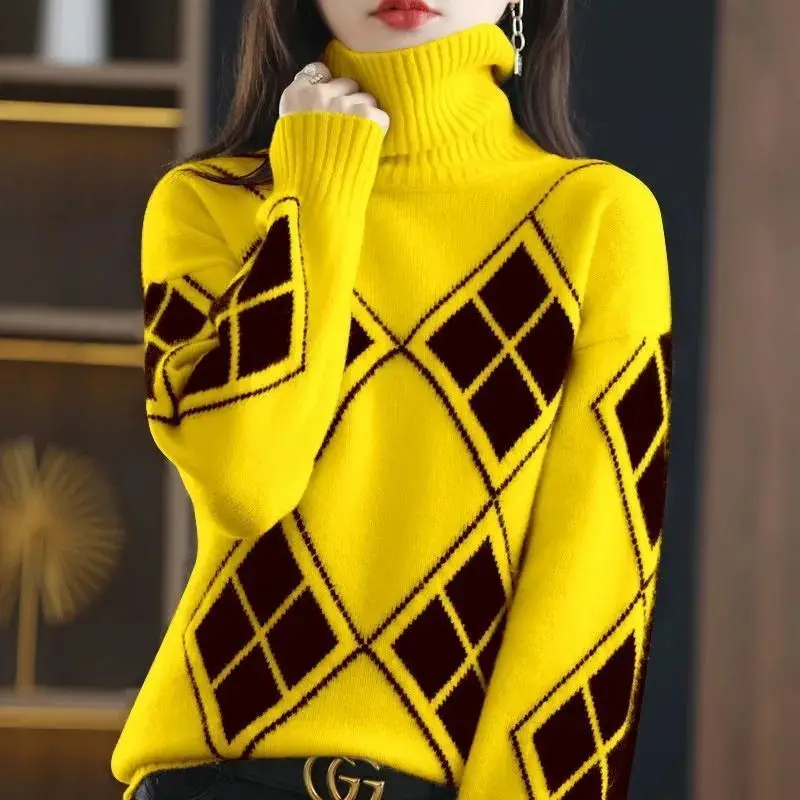 Fashion Knitted Spliced Loose Women Turtleneck Sweater Autumn Winter Casual Pullover Tops S99112
Fashion Knitted Spliced Loose Women Turtleneck Sweater Autumn Winter Casual Pullover Tops S99112